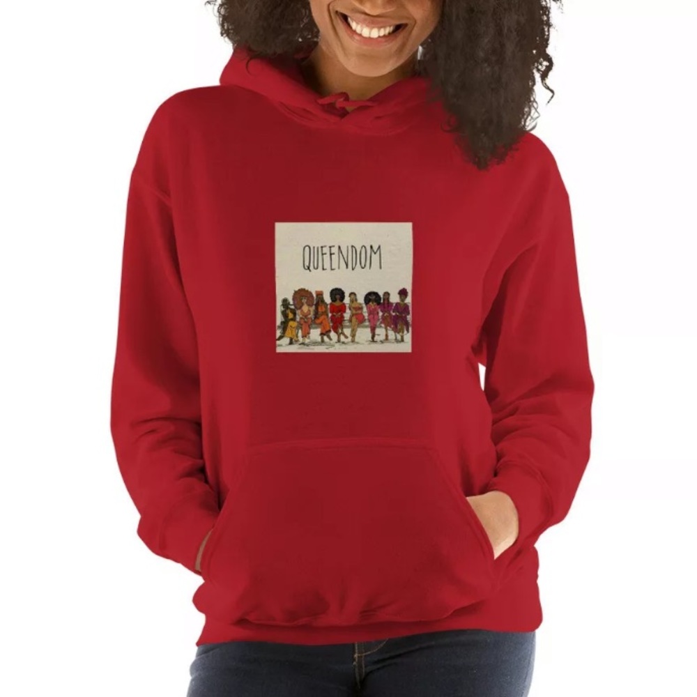 RED THINK VINTAGE QUEENDOM VIBES WOMAN'S HOODIE